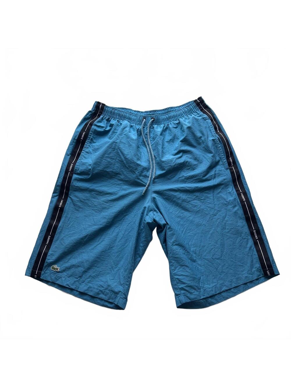 Lacoste Blue Teal Beach Board Shorts with Logo Tape Detail Men's Size 3 Small